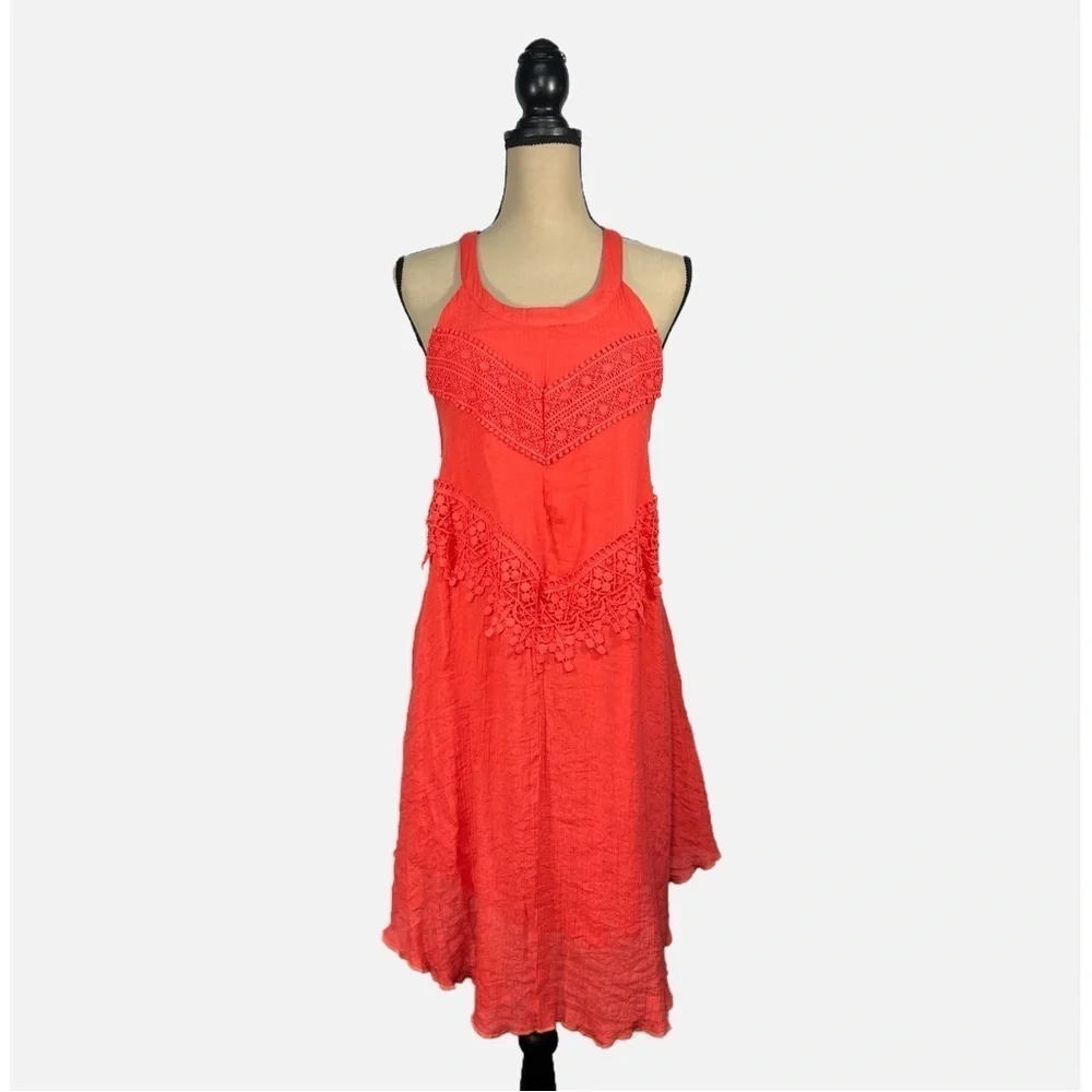 J Gee Pink Coral Sleeveless Lace Summer Beach Resort Wear Dress Womens size 1 X